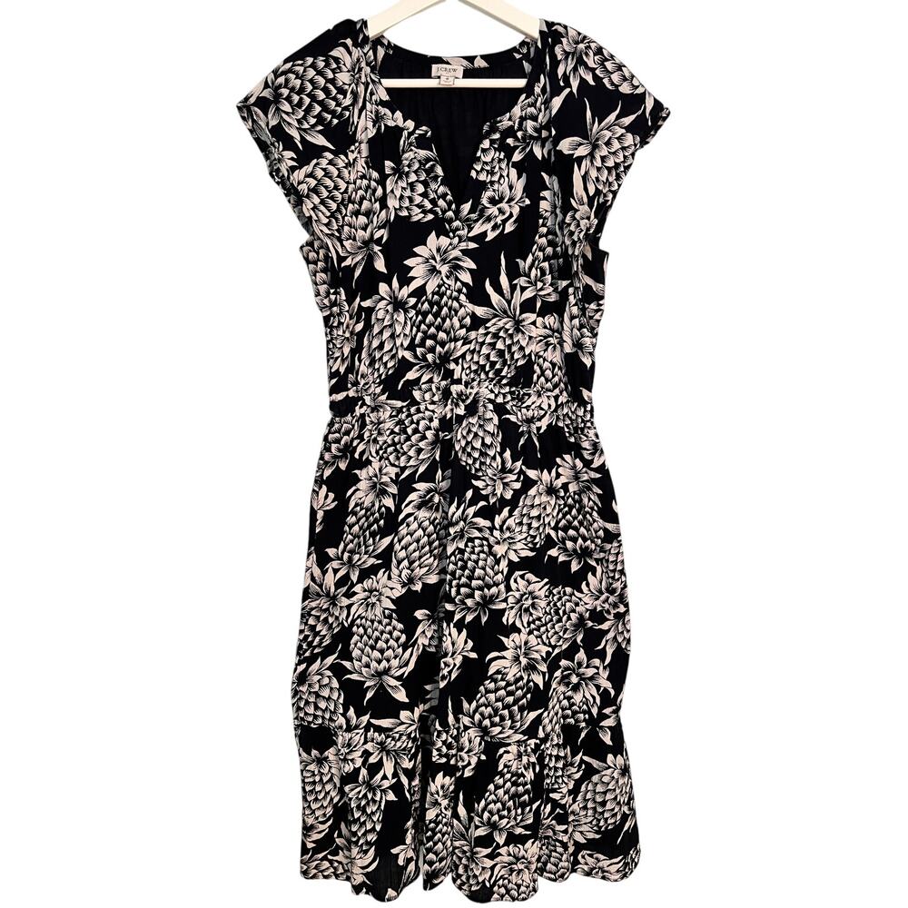 J. Crew Pineapple MIDI Crinkle dress Wome's Sz 6 Resort